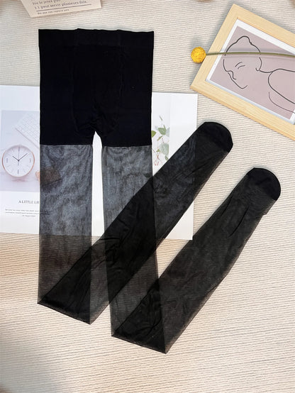 Collant Noir Motif Cœurs et Pois
