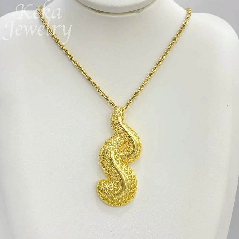 Parure Dorée Pendentif Rond Boucles Géométriques