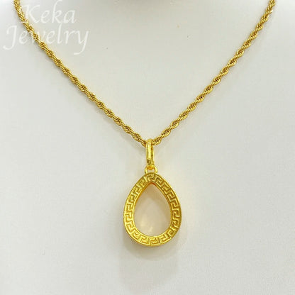 Parure Dorée Pendentif Rond Boucles Géométriques